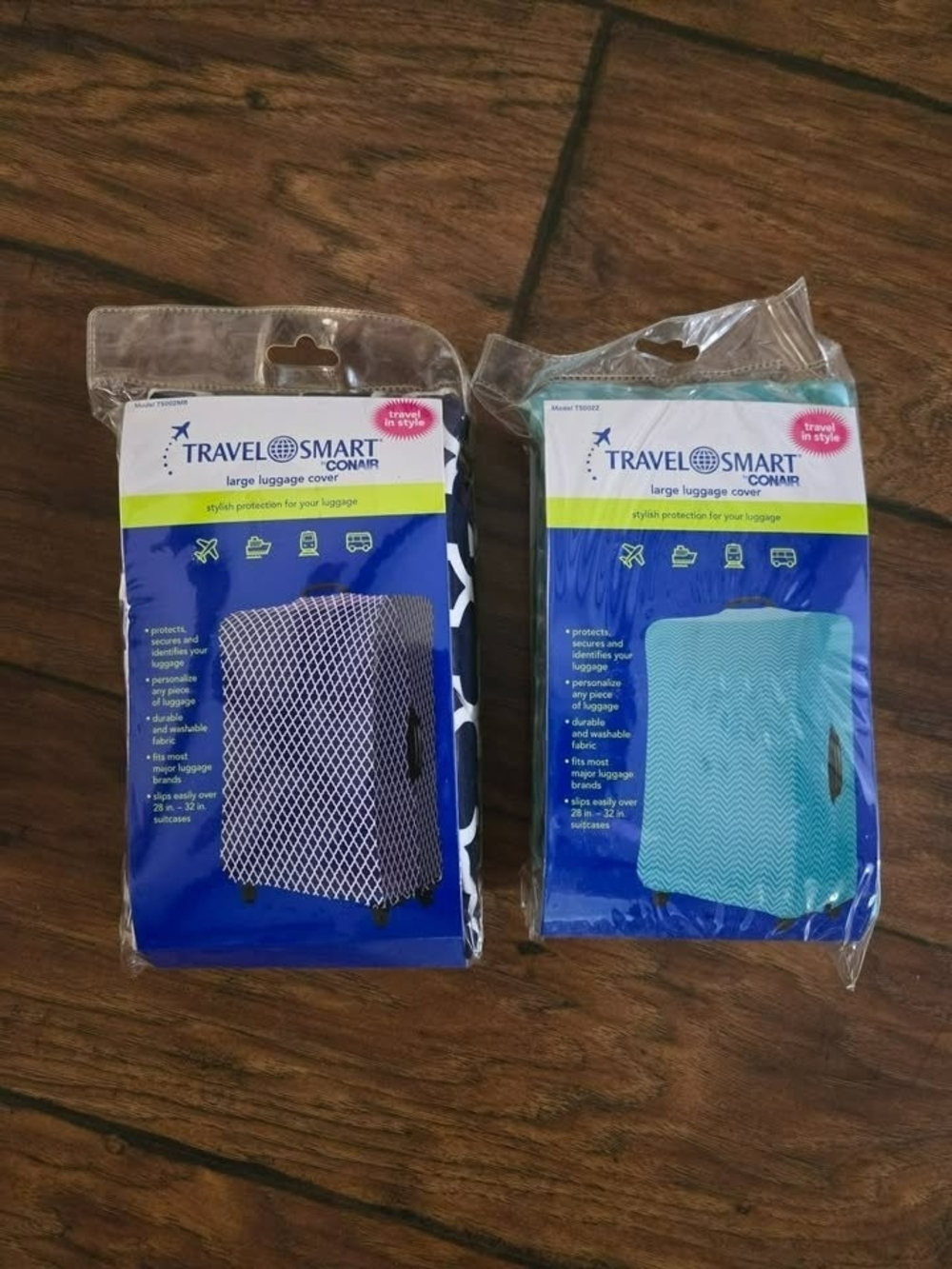 NWT Travel Smart by Conair Large Luggage Cover - Blue & Teal